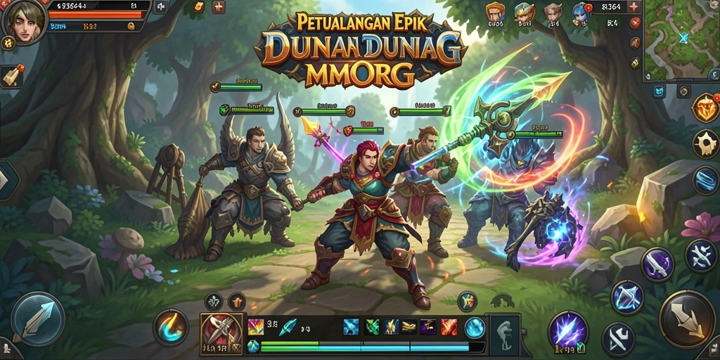 Screenshot utama 8364 menampilkan pertempuran epik dan petualangan dalam MMORPG.