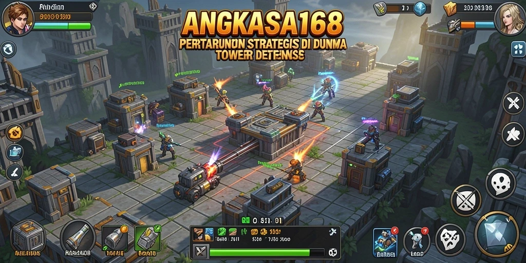Tangkapan layar gameplay seru dari ANGKASA168 dalam Tower Defense.