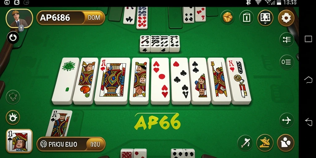 Tampilan gameplay seru dalam AP686 dengan domino yang menyenangkan.