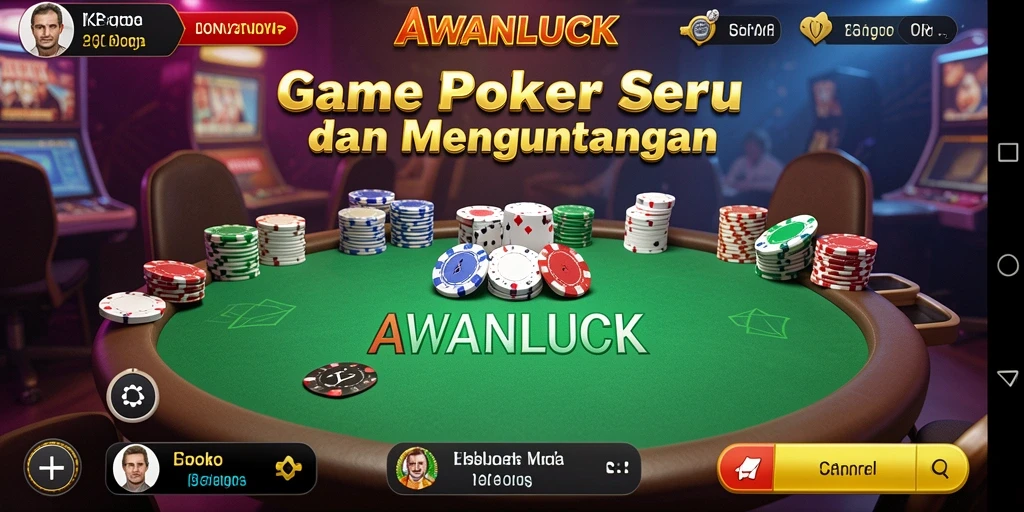Tampilan gameplay seru dalam AWANLUCK saat bermain Poker.