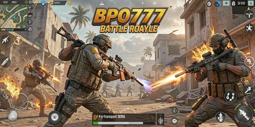Tampilan menarik dari gameplay BPO777 di arena Battle Royale.