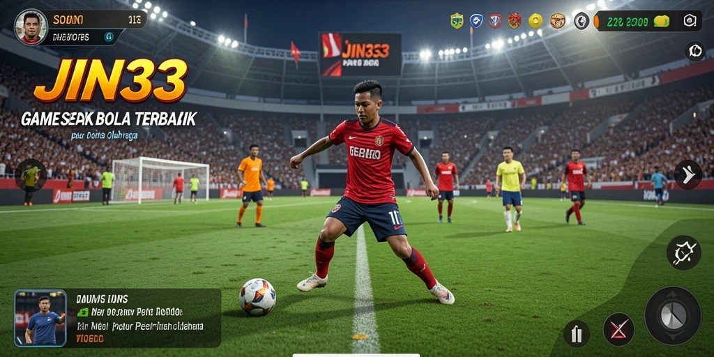 Tampilan gameplay <strong>JIN33</strong> dengan aksi di lapangan sepak bola.