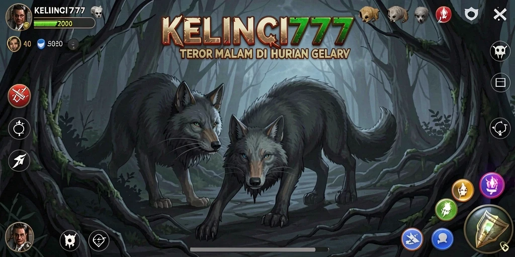 Tangkapan layar menampilkan gameplay mencekam dari KELINCI777 di hutan gelap.