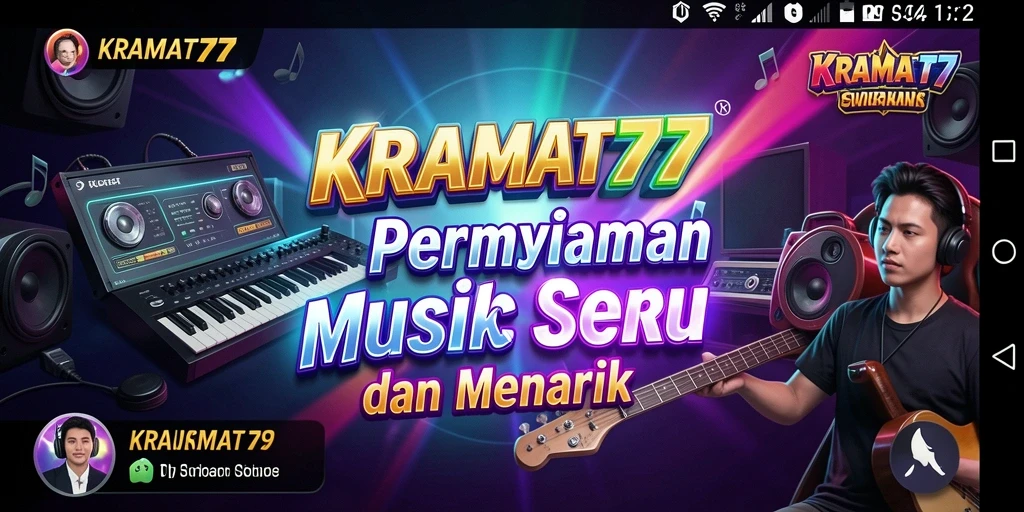 Screenshot KRAMAT77 menunjukkan gameplay interaktif dengan berbagai pilihan lagu.