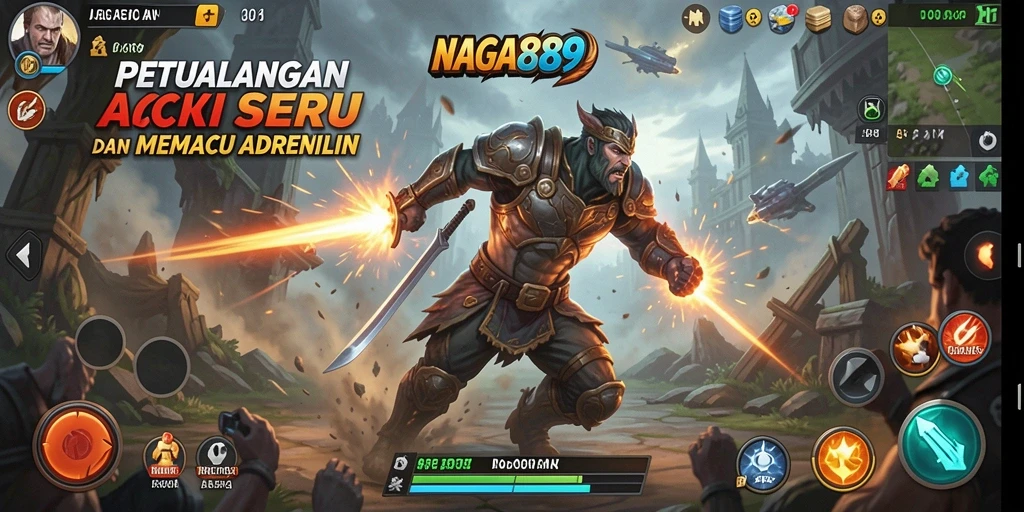 Screenshot utama NAGA889 menampilkan aksi pertempuran yang seru dan mendebarkan.