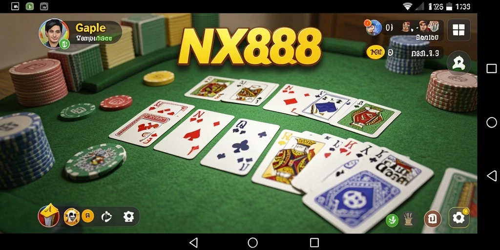 Screenshot gameplay Gaple di NX888 dengan tampilan menarik dan grafis berkualitas.