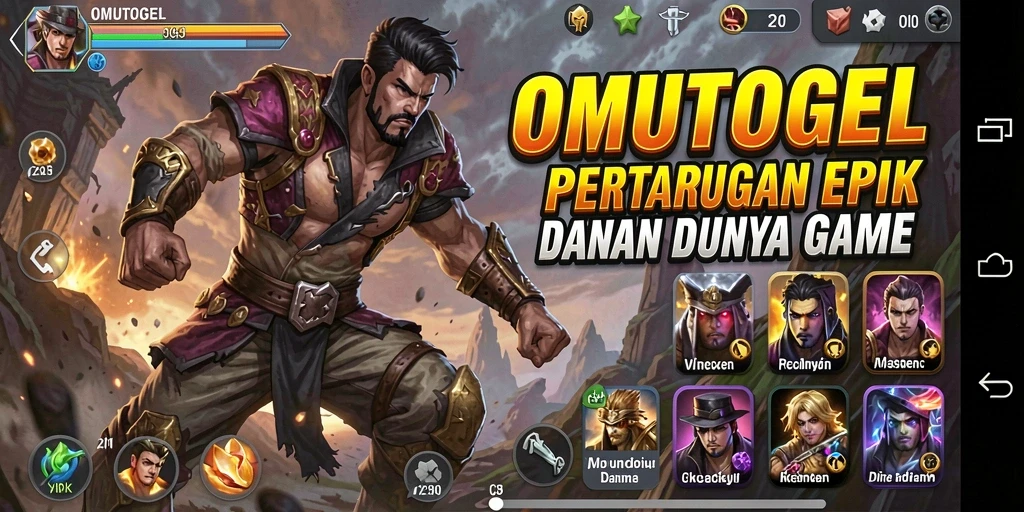Screenshot gameplay OMUTOGEL dengan pertarungan yang mendebarkan.