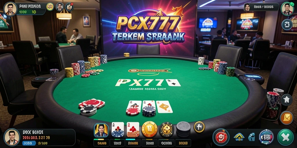 Tampilan gameplay seru di PCX777 yang menampilkan aksi poker.