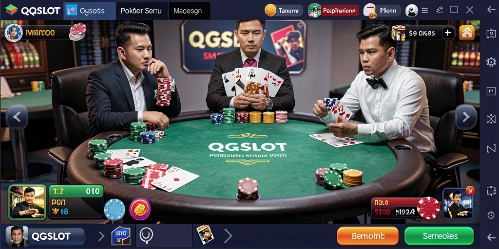 Tampilan gameplay Poker yang menegangkan dan seru di QQSLOT.