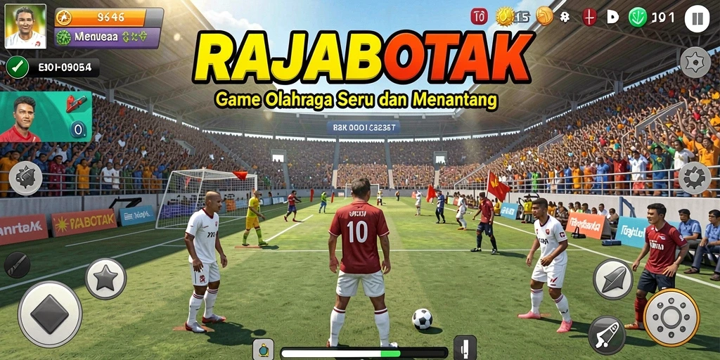 Screenshot gameplay RAJABOTAK menampilkan pertandingan olahraga yang seru.