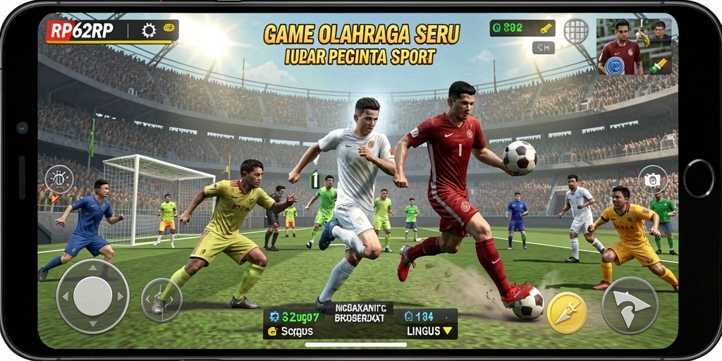 Tampilan gameplay RP62RP yang penuh aksi dan kompetisi olahraga.