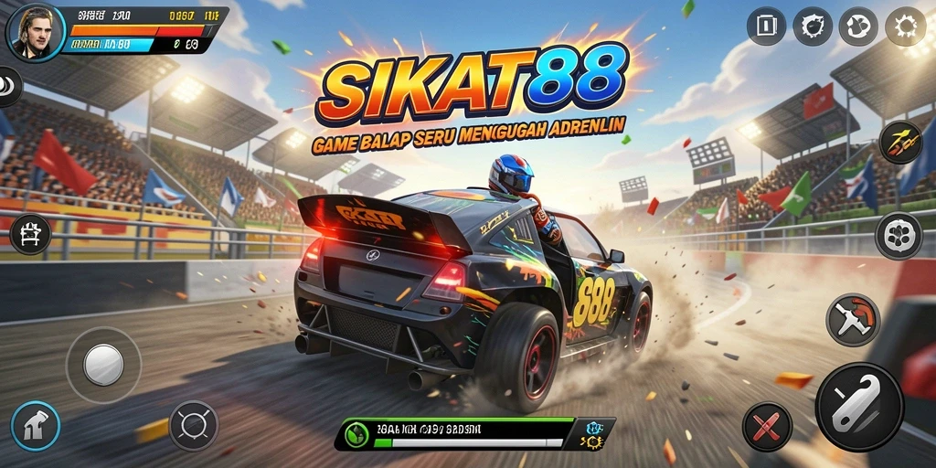 Tampilan gameplay seru SIKAT88 dengan balapan yang mendebarkan.