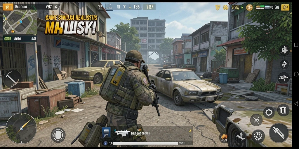Screenshot V87 yang menunjukkan aksi seru dalam gameplay Simulation.