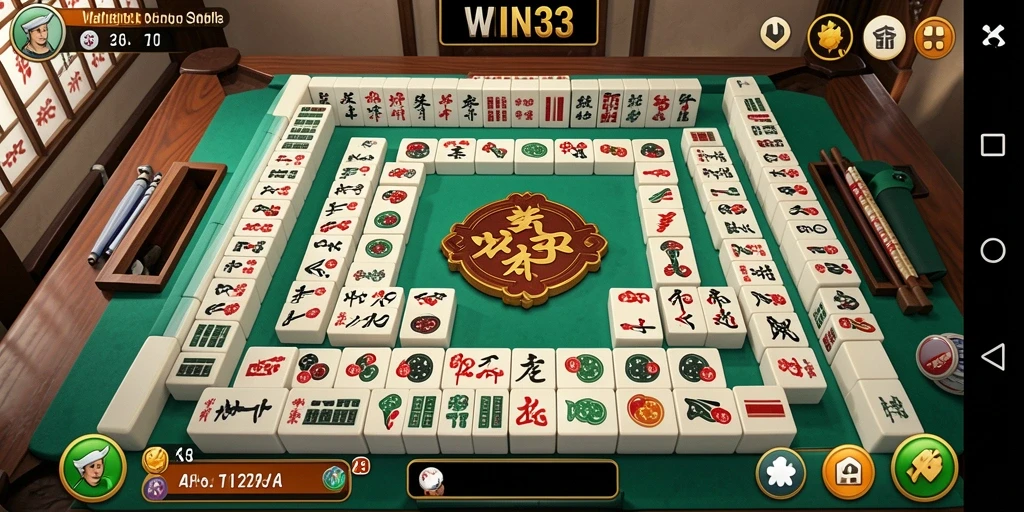 Screenshot gameplay WIN33 yang menampilkan aksi seru permainan Mahjong.